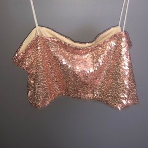 Sequin pink crop top